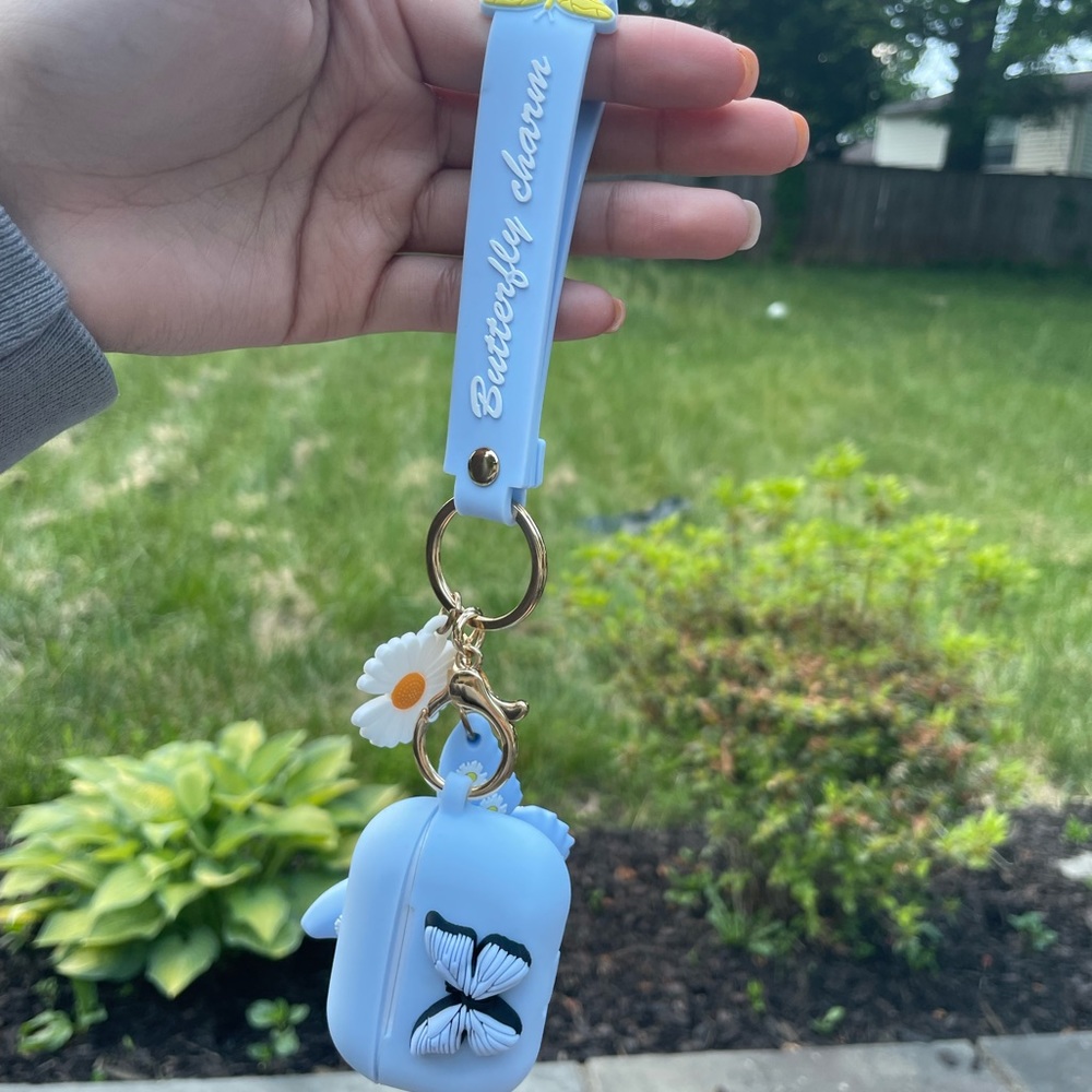 Light Blue Butterfly Charm AirPod Pro Case